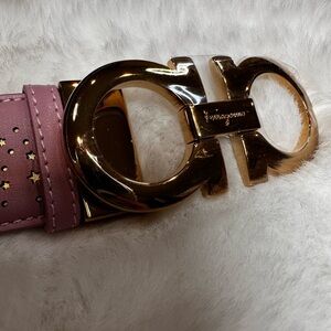 Salvatore Ferragamo Pink and Gold Designer Belt-100% authentic-brand new